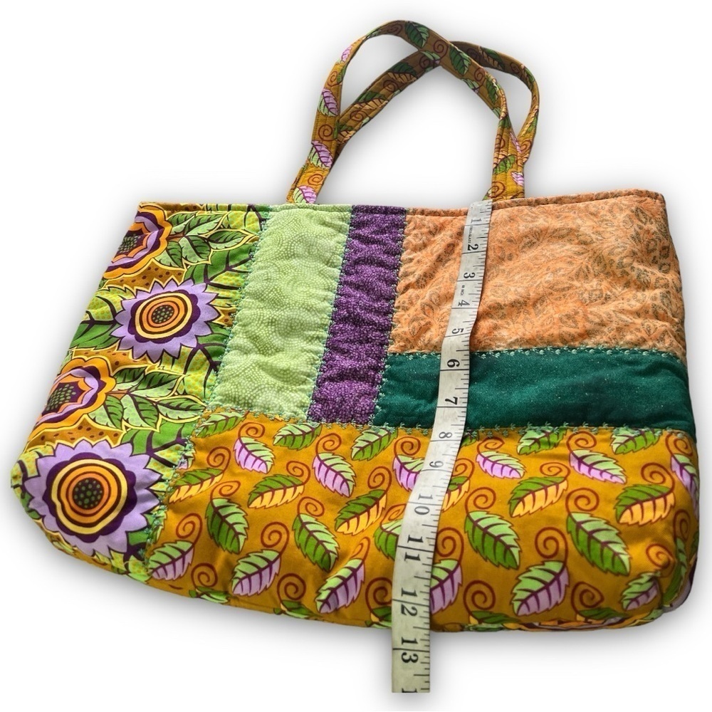 Sunflower Patchwork Orange & Lilac Quilted Harvest Summer Autumn Tote Bag - Picture 14 of 15